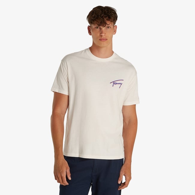  Tommy Jeans Relax Faded Graphic Erkek Beyaz T-Shirt