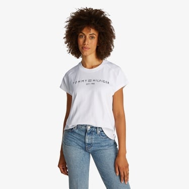  Tommy Hilfiger Mdrn Slv Corp Logo Kadın Beyaz T-Shirt