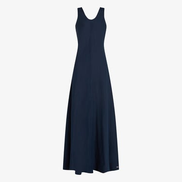  Tommy Hilfiger Textured Linen Tank Maxi Kadın Lacivert Elbise