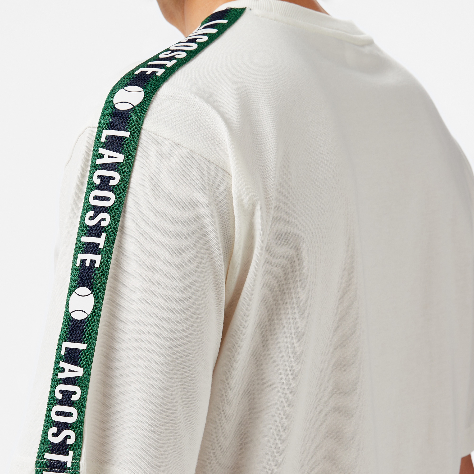 Lacoste Erkek Relaxed Fit Bisiklet Yaka Baskılı Beyaz T-Shirt