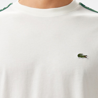  Lacoste Erkek Relaxed Fit Bisiklet Yaka Baskılı Beyaz T-Shirt