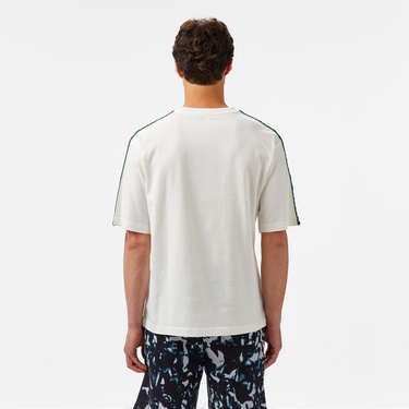  Lacoste Erkek Relaxed Fit Bisiklet Yaka Baskılı Beyaz T-Shirt