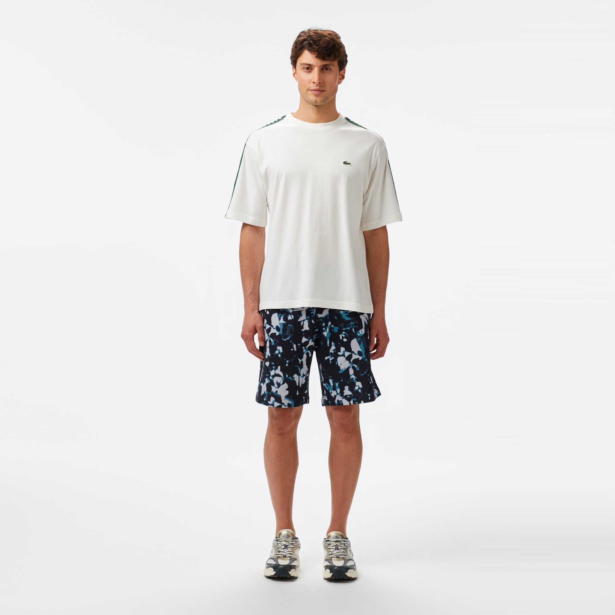 Lacoste Erkek Relaxed Fit Bisiklet Yaka Baskılı Beyaz T-Shirt