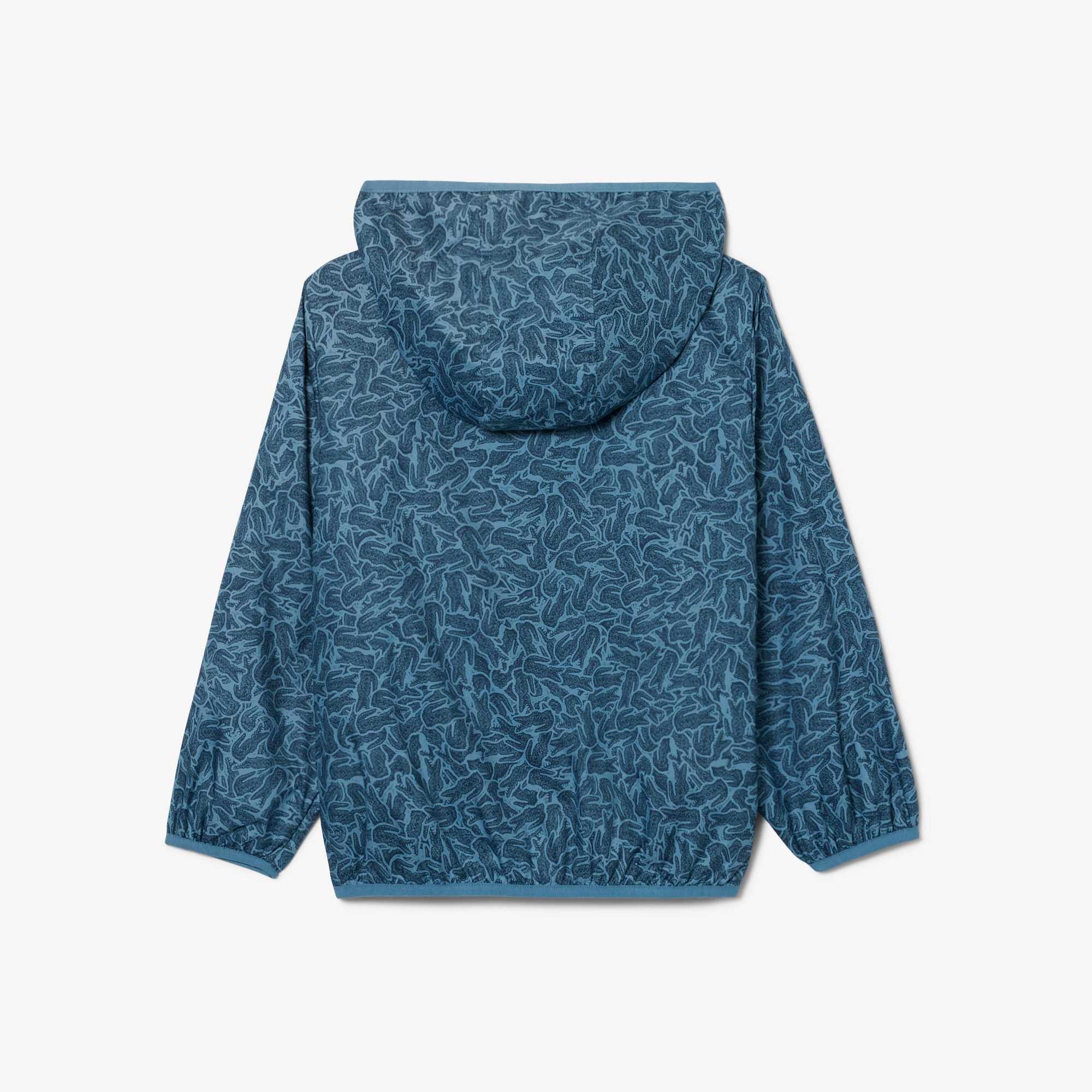 Çocuk Kapüşonlu Baskılı Mavi Ceket