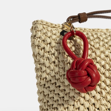  Kırmızı Düğüm Detaylı Deri Anahtarlık