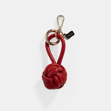  Kırmızı Düğüm Detaylı Deri Anahtarlık