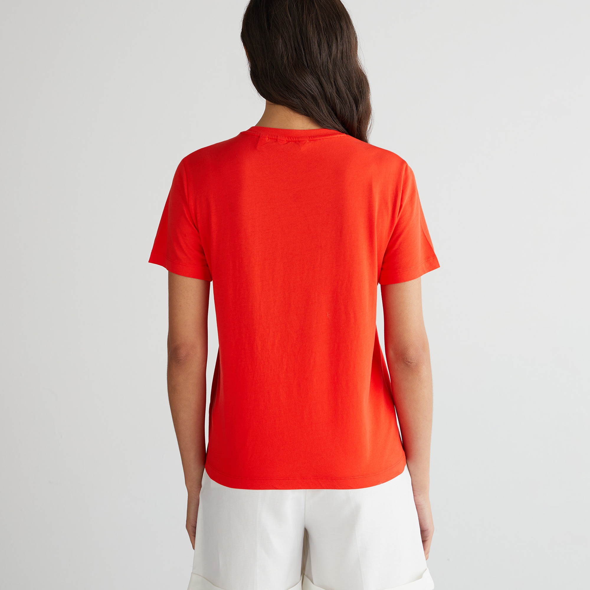 GANT Kadın Turuncu Regular Fit Bisiklet Yaka Logolu T-Shirt