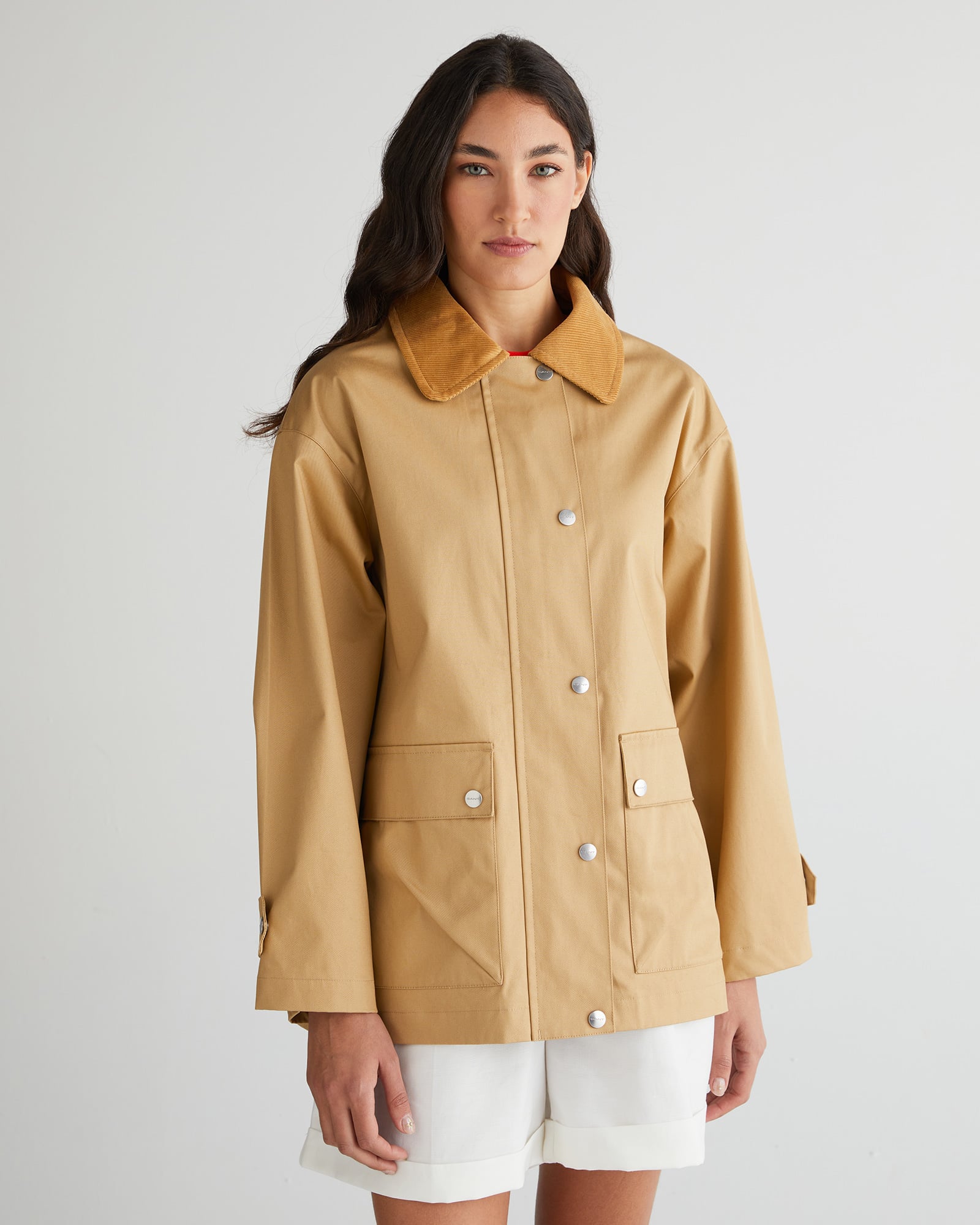  GANT Kadın Bej Relaxed Fit Klasik Yaka Ceket