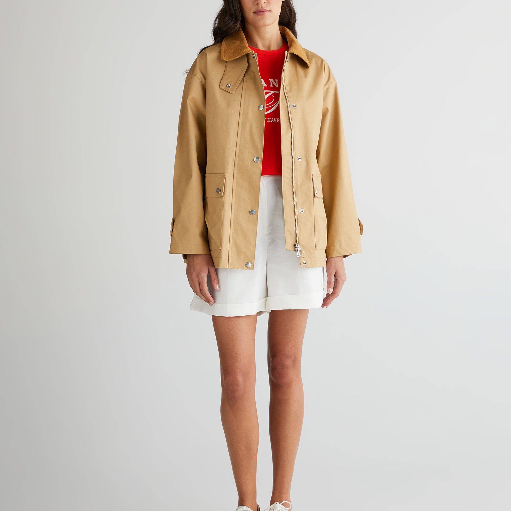 GANT Kadın Bej Relaxed Fit Klasik Yaka Ceket