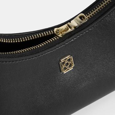  Kadın Siyah Omuz Askılı Mini Deri El Çantası