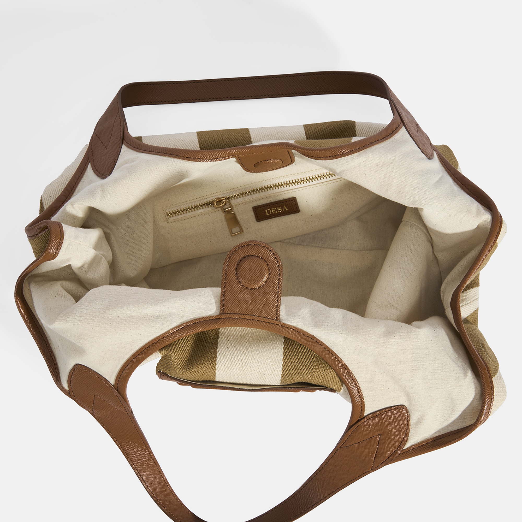 Kadın Monogram Logolu Vizon Çizgili Kumaş Omuz Çantası