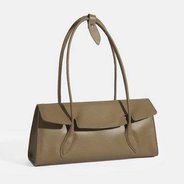  Kadın Kahve Yaprak Detaylı Deri Omuz Çantası