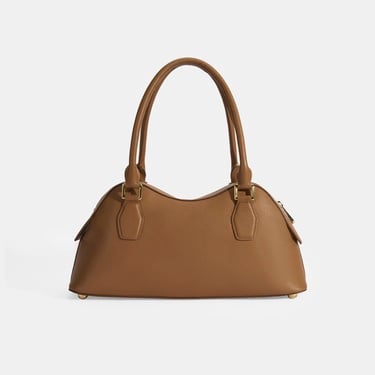  Kadın Taba Deri Çanta Aksesuarlı Büyük Omuz Çantası