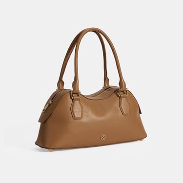  Kadın Taba Deri Çanta Aksesuarlı Büyük Omuz Çantası