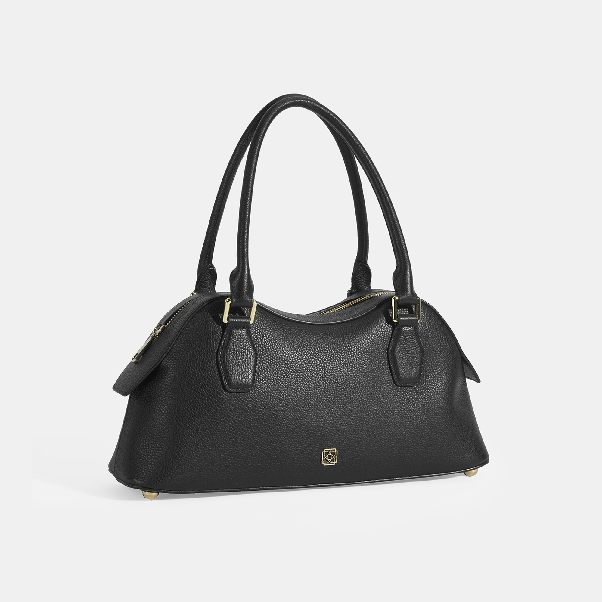 Kadın Siyah Deri Çanta Aksesuarlı Büyük Omuz Çantası