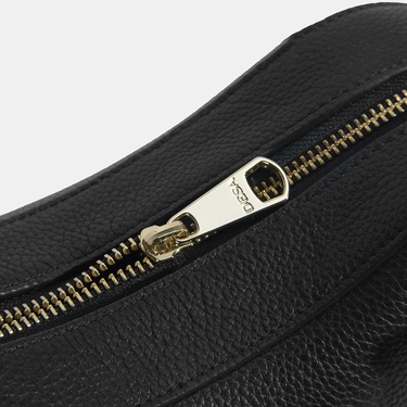  Kadın Siyah Deri Çanta Aksesuarlı Büyük Omuz Çantası