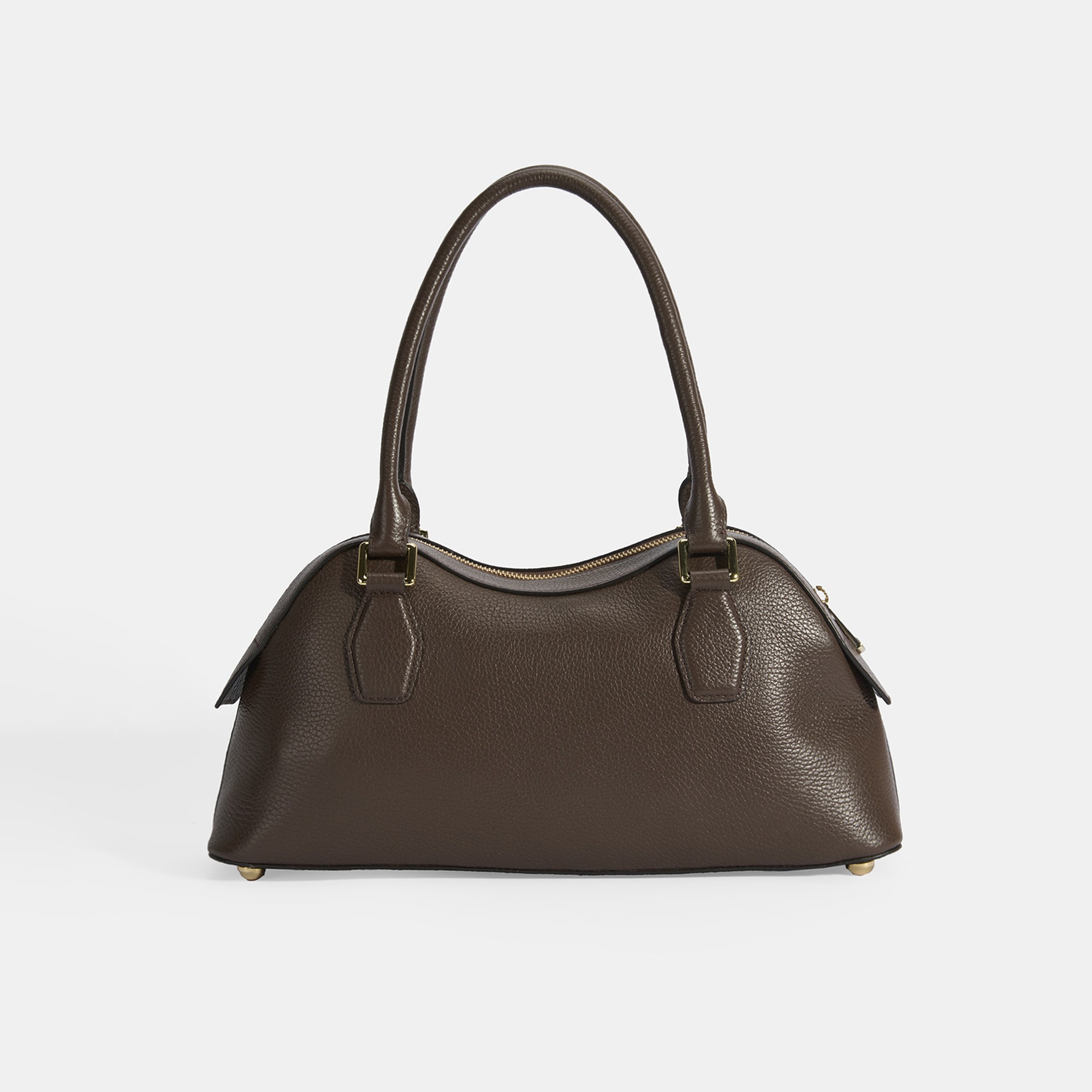 Kadın Kahve Deri Çanta Aksesuarlı Büyük Omuz Çantası