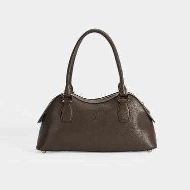  Kadın Kahve Deri Çanta Aksesuarlı Büyük Omuz Çantası