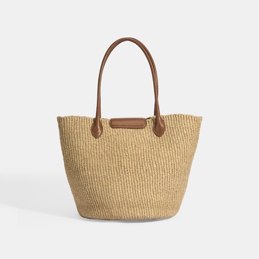  Kadın Taba Monogram Logolu Hasır Omuz Çantası