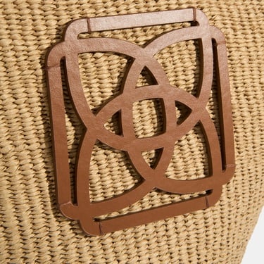  Kadın Taba Monogram Logolu Hasır Omuz Çantası