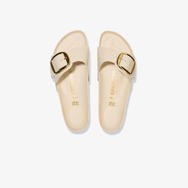  Birkenstock Madrid Big Buckle Nl High Shine Kadın Krem Terlik