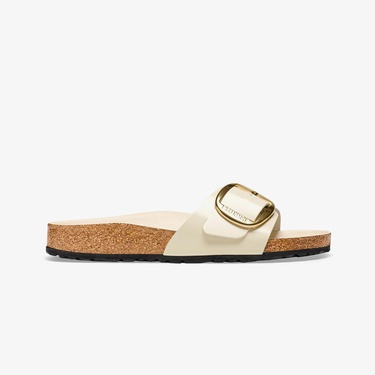  Birkenstock Madrid Big Buckle Nl High Shine Kadın Krem Terlik