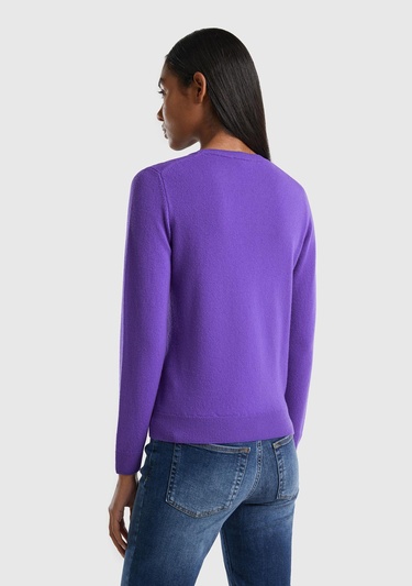  Kadın Mor Bisiklet Yaka Merino Kazak