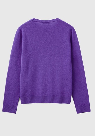  Kadın Mor Bisiklet Yaka Merino Kazak