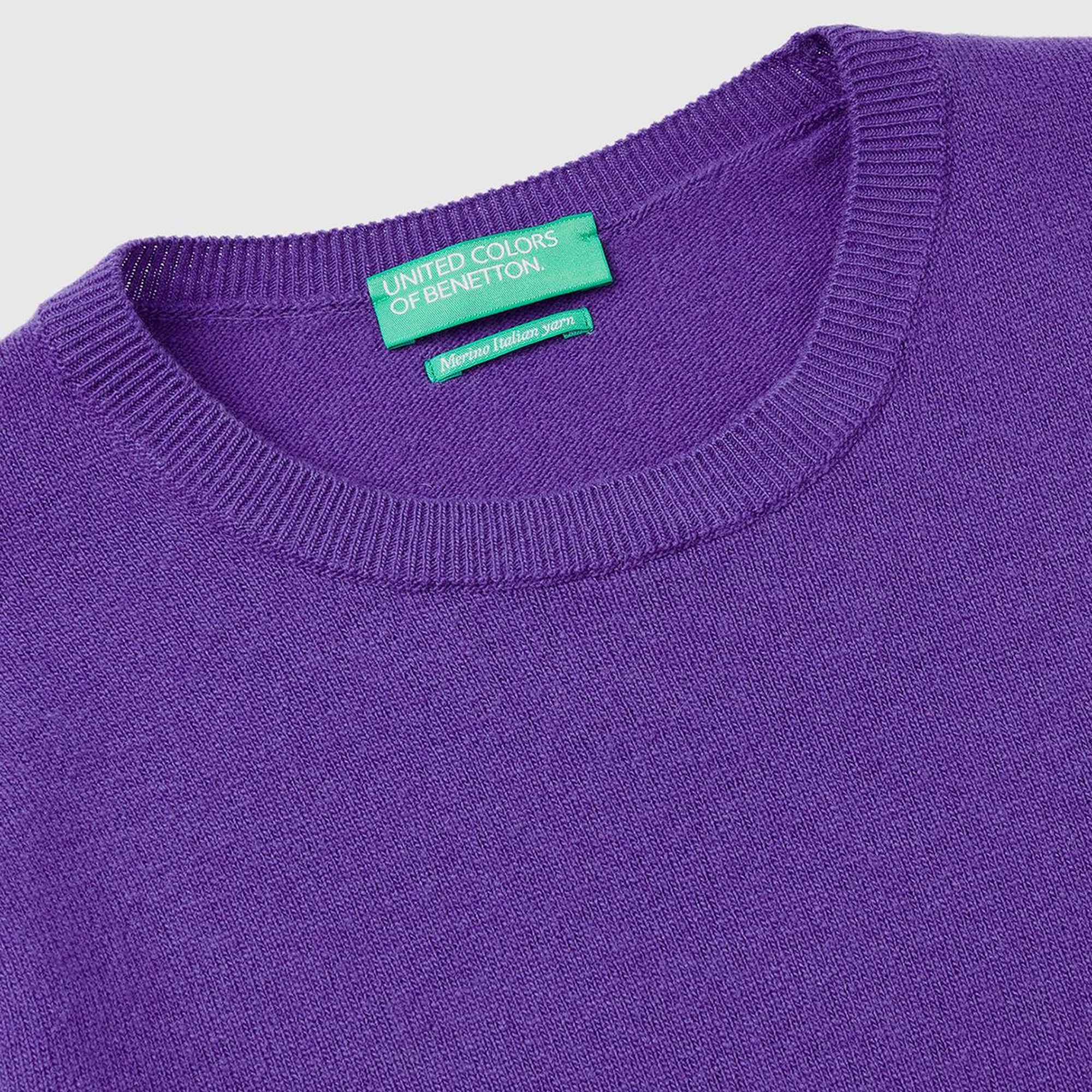 Kadın Mor Bisiklet Yaka Merino Kazak