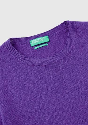  Kadın Mor Bisiklet Yaka Merino Kazak