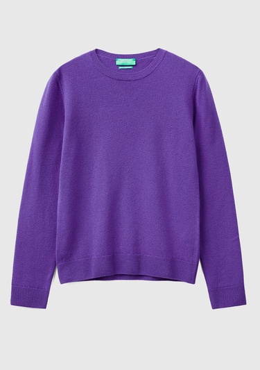  Kadın Mor Bisiklet Yaka Merino Kazak