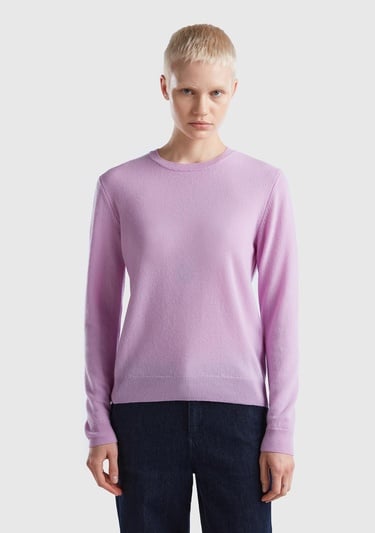  Kadın Lila Bisiklet Yaka Merino Kazak