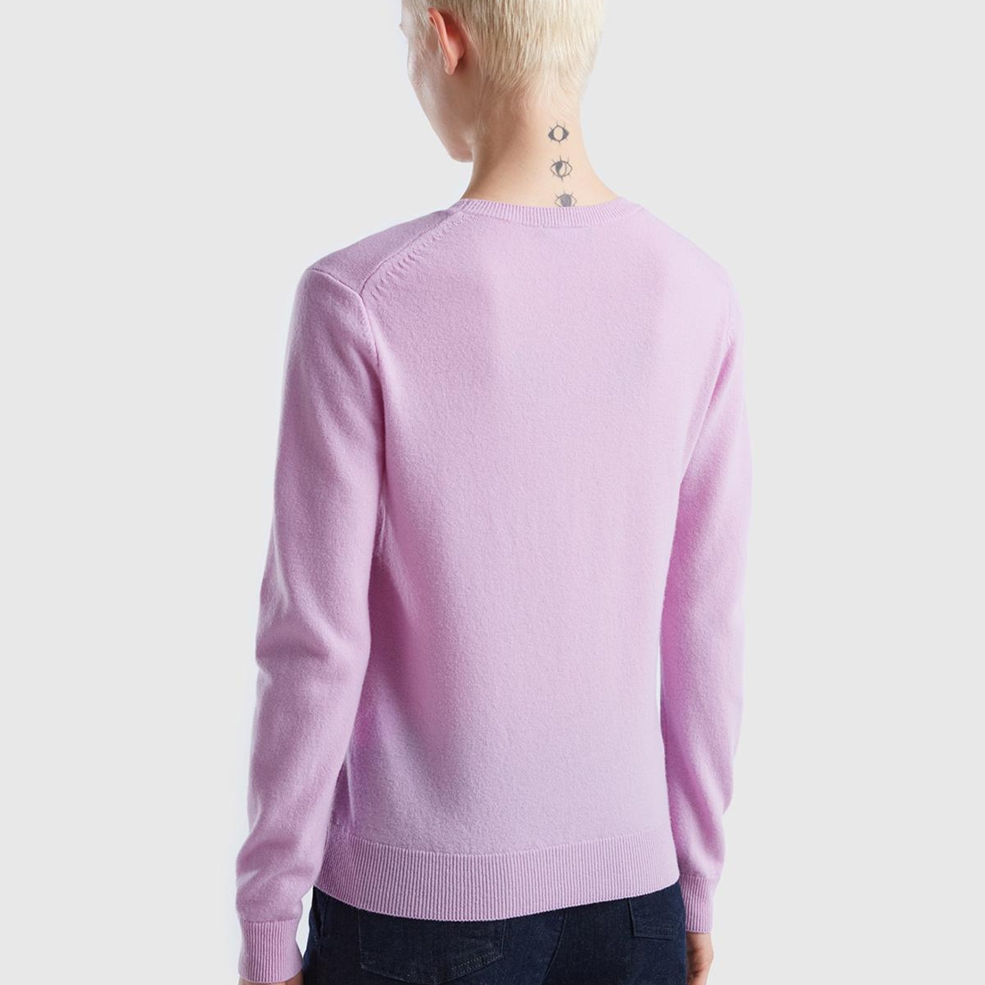 Kadın Lila Bisiklet Yaka Merino Kazak