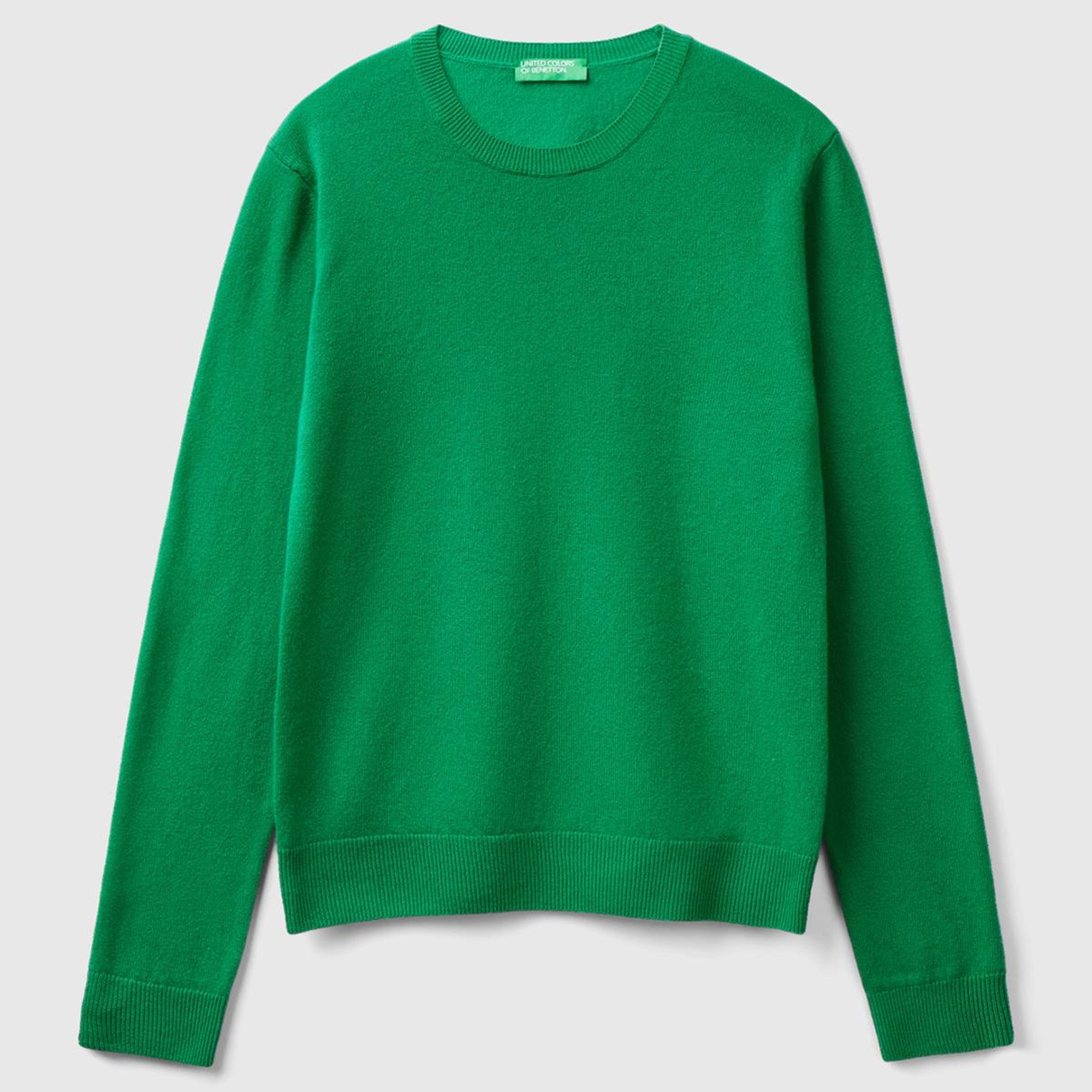 Kadın Yeşil Bisiklet Yaka Merino Kazak