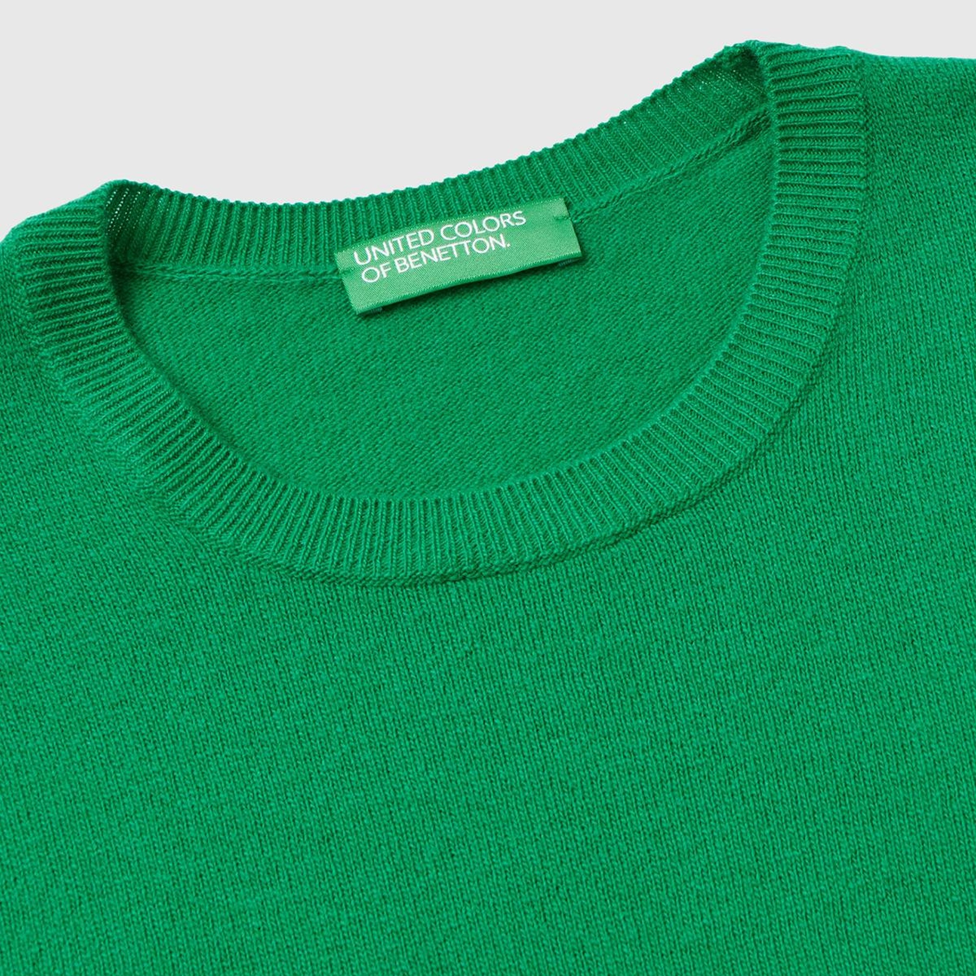 Kadın Yeşil Bisiklet Yaka Merino Kazak