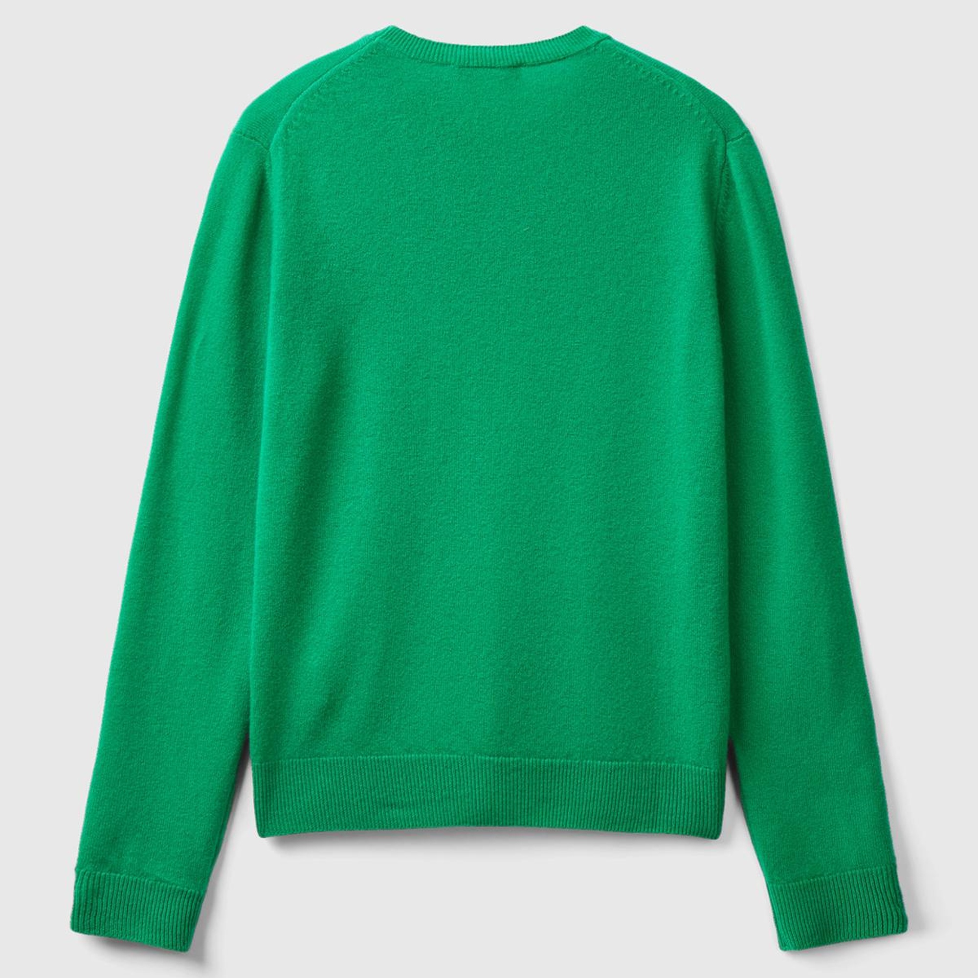 Kadın Yeşil Bisiklet Yaka Merino Kazak