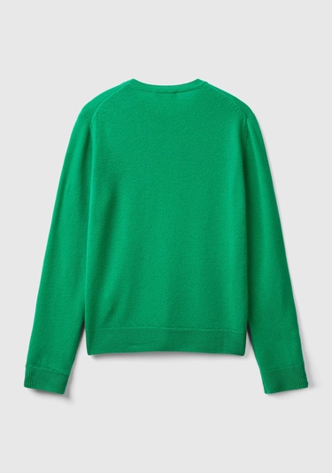  Kadın Yeşil Bisiklet Yaka Merino Kazak