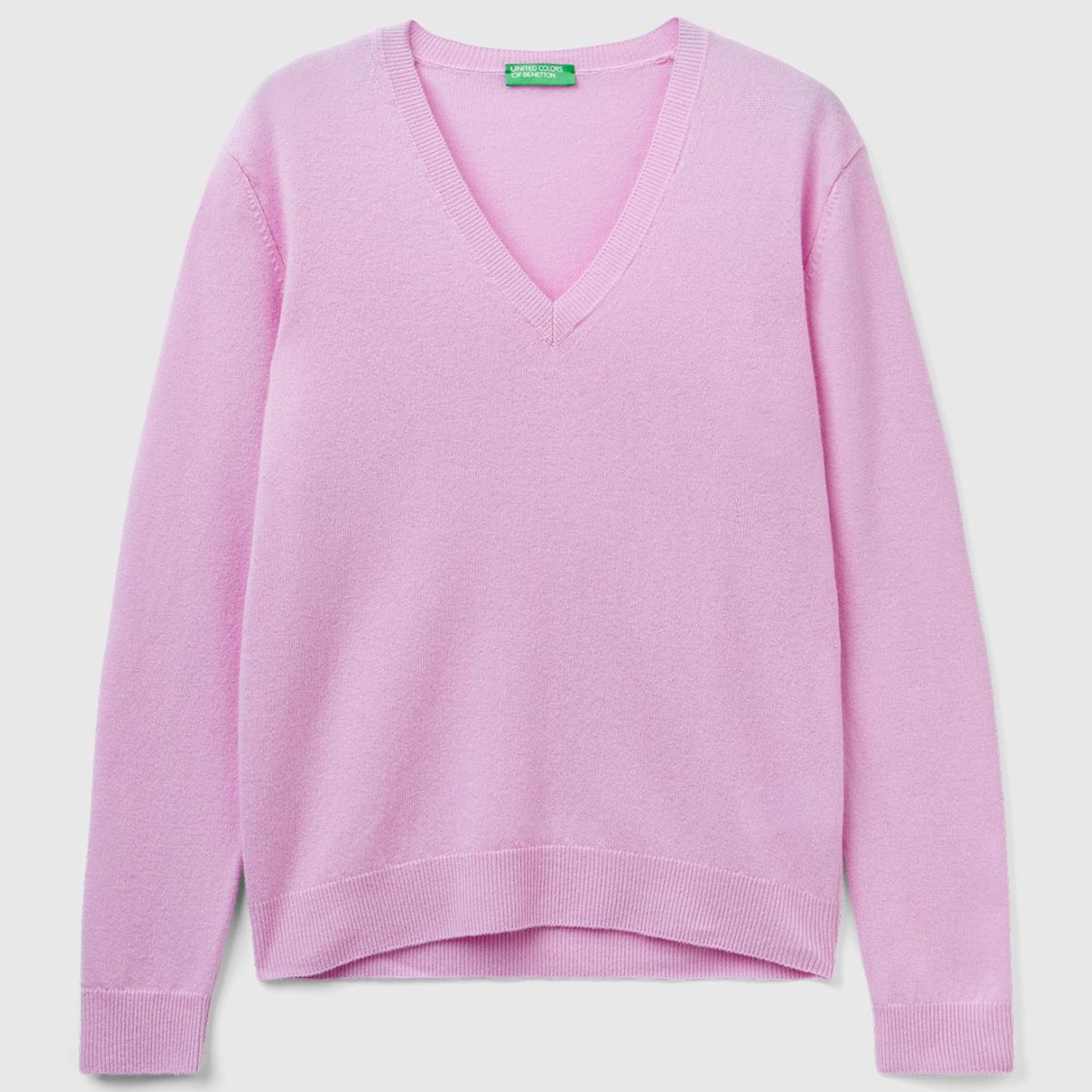 Kadın Lila V Yaka Merino Kazak