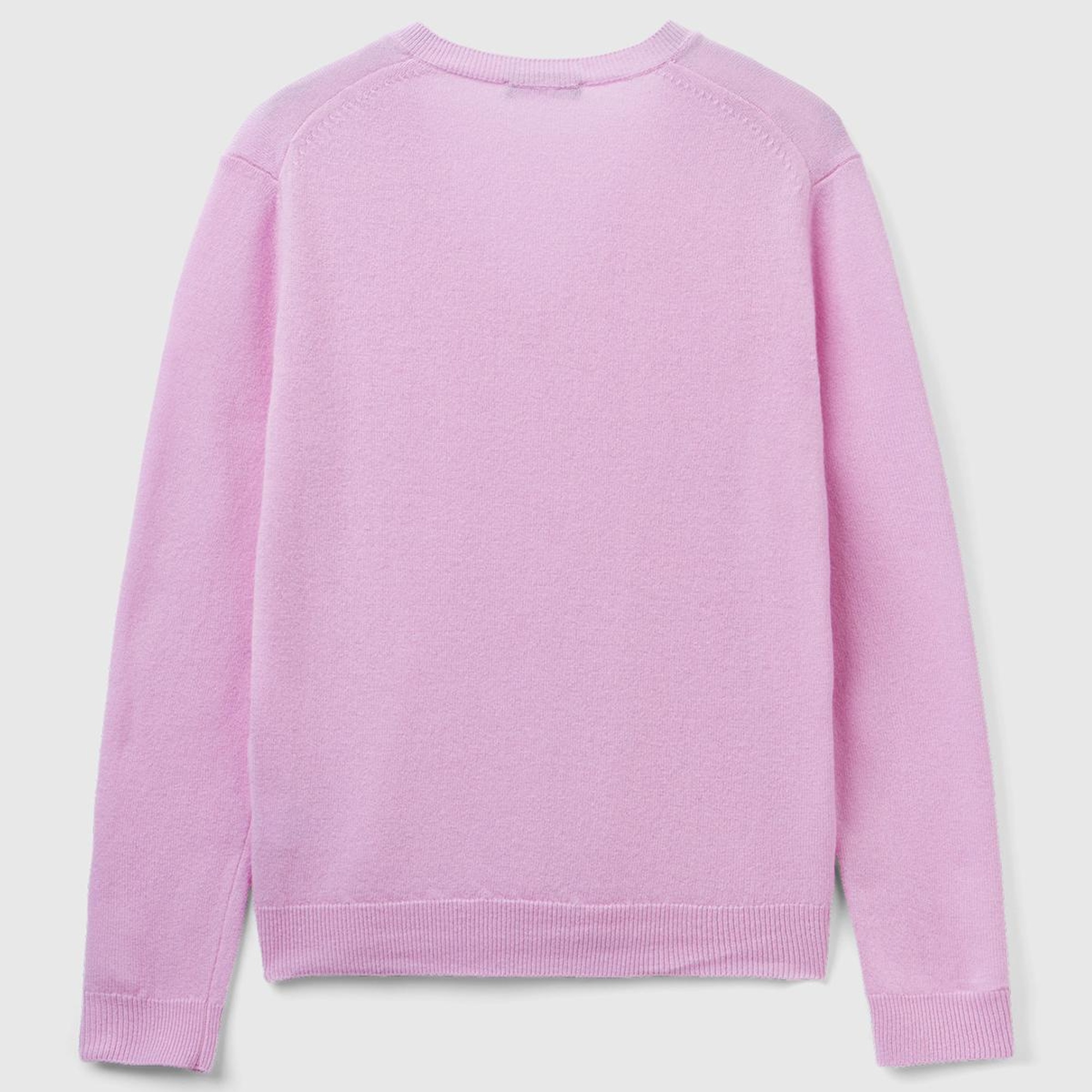 Kadın Lila V Yaka Merino Kazak