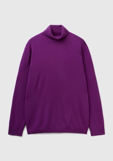  Erkek Mor Boğazlı Merino Kazak