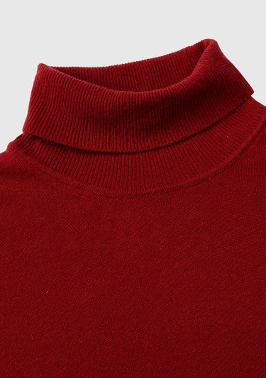  Erkek Bordo Boğazlı Merino Kazak