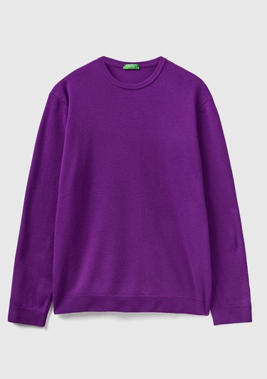  Erkek Mor Bisiklet Yaka Merino Kazak