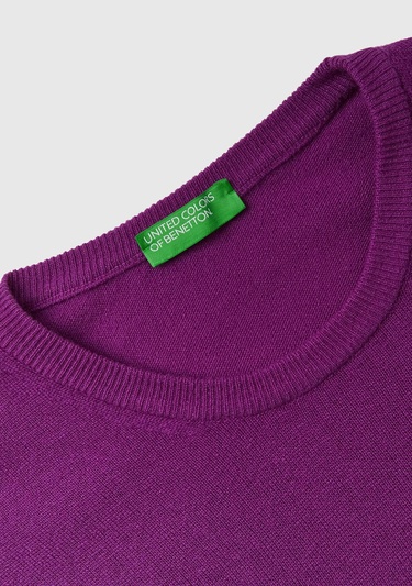  Erkek Mor Bisiklet Yaka Merino Kazak