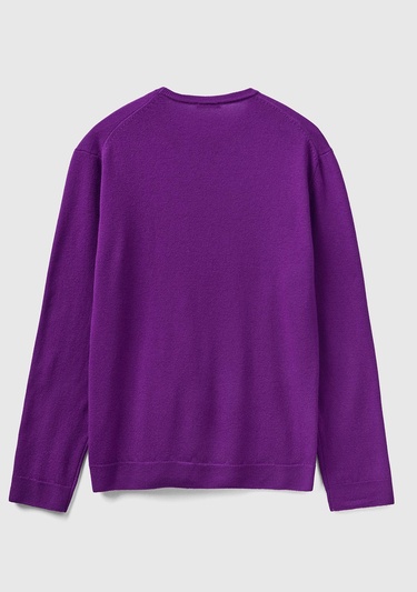  Erkek Mor Bisiklet Yaka Merino Kazak