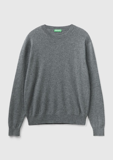  Erkek Koyu Gri Melanj %100 Kaşmir Kazak