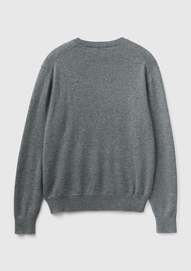  Erkek Koyu Gri Melanj %100 Kaşmir Kazak