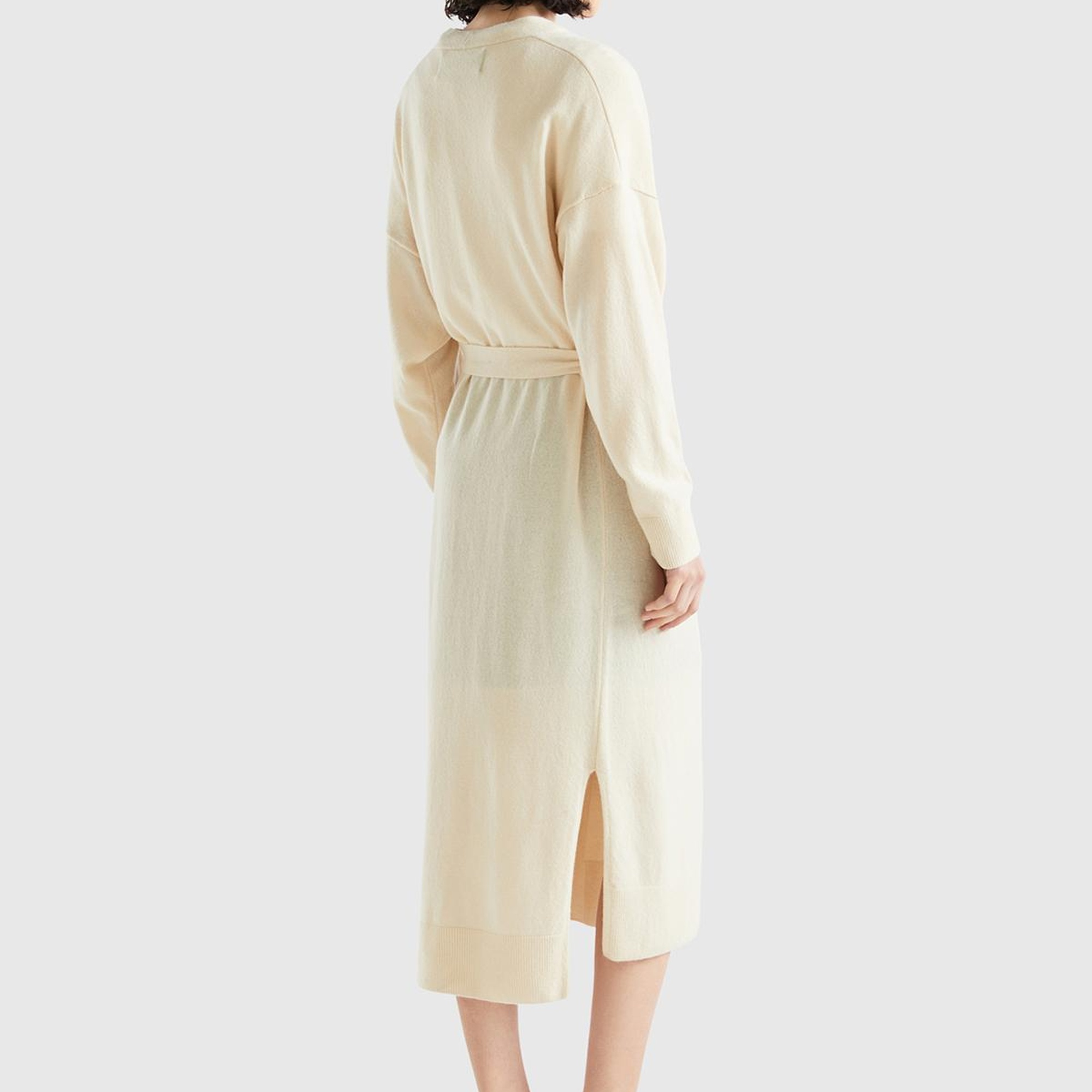 Kadın Bej Yün Karışımlı Belden Bağlamalı Hırka