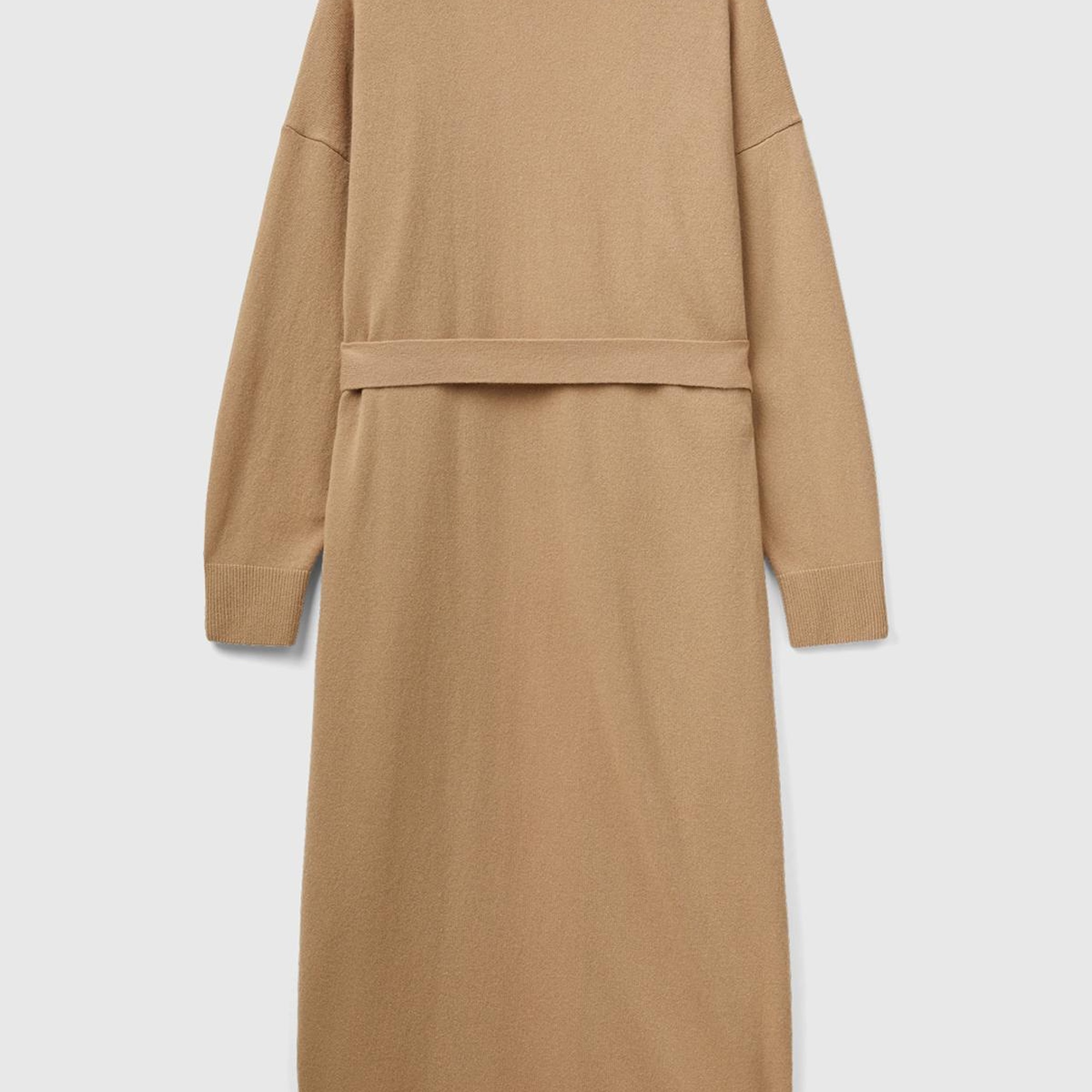 Kadın Taba Yün Karışımlı Belden Bağlamalı Hırka