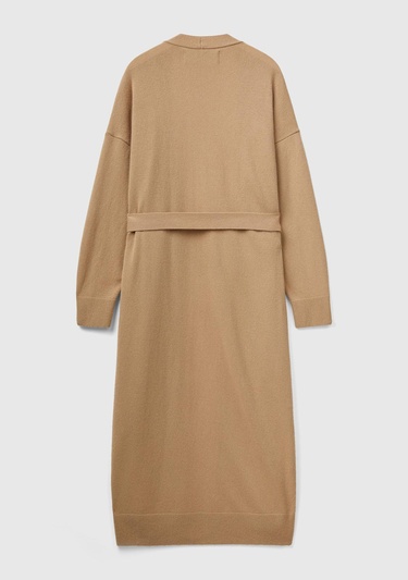  Kadın Taba Yün Karışımlı Belden Bağlamalı Hırka