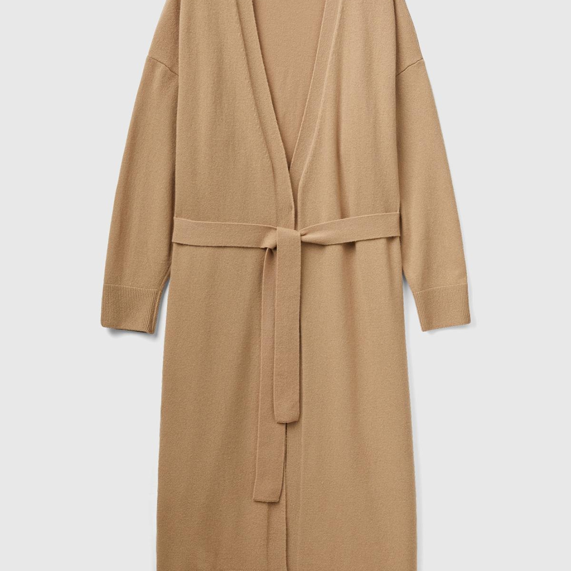 Kadın Taba Yün Karışımlı Belden Bağlamalı Hırka